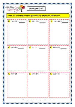 Division by Repeated Subtraction Worksheet 2