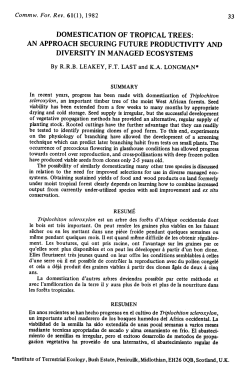 DOMESTICATION OF TROPICAL TREES: AN APPROACH