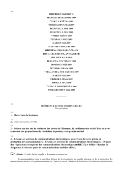 1 - Ouverture de la s&eacute;ance 2 - D&eacute;bats sur des cas de violation des