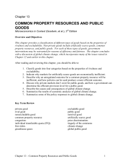 COMMON PROPERTY RESOURCES AND PUBLIC GOODS
