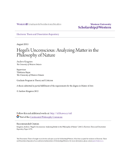 Hegel`s Unconscious: Analyzing Matter in the Philosophy of Nature