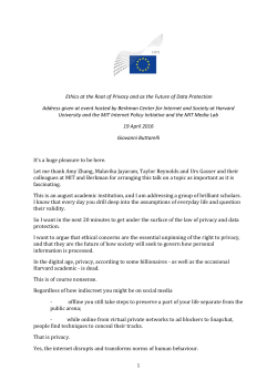 Ethics at the Root of Privacy and as the Future of Data Protection