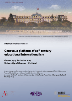 Geneva, a platform of 20th century educational internationalism