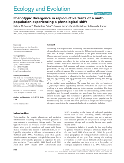 Phenotypic divergence in reproductive traits of a moth population