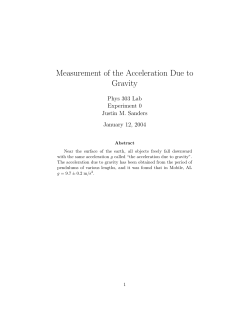 Measurement of the Acceleration Due to Gravity
