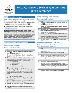 Searching Authorities Quick Reference