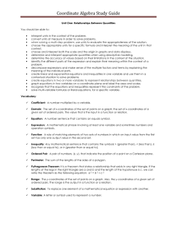 Coordinate Algebra Study Guide - The Official Site