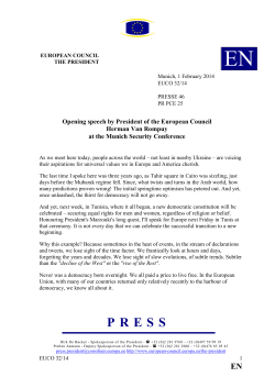 Opening speech by President of the European Council Herman Van