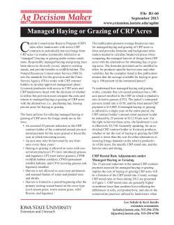 Managed Haying or Grazing of CRP Acres