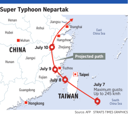 160708 Super Typhoon Nepartak map china taiwan shanghai