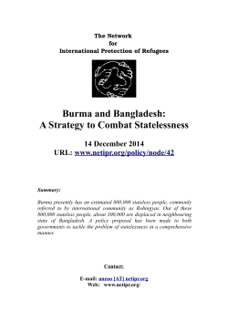 Burma and Bangladesh: A Strategy to Combat Statelessness
