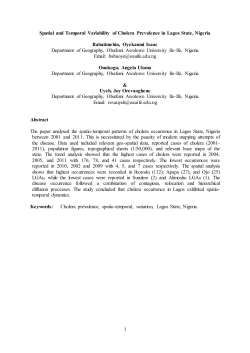 1 Spatial and Temporal Variability of Cholera Prevalence in Lagos
