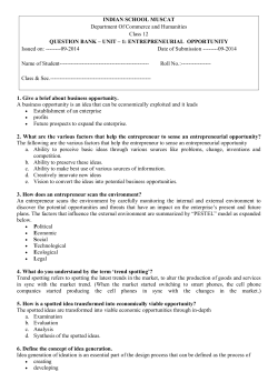 1. Give a brief about business opportunity. A business opportunity is