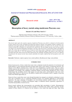 Biosorption of heavy metals using mushroom Pleurotus eous