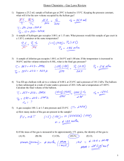 Honors Chem Gas Laws Review