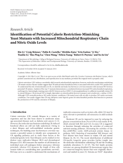 Identification of Potential Calorie Restriction