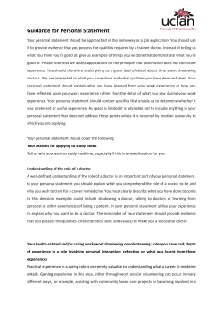 Guidance for Personal Statement