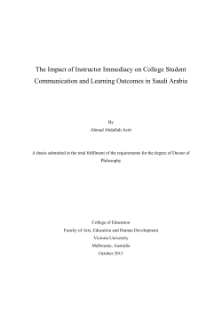 The Impact of Instructor Immediacy on College Student