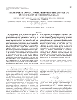 MITOCHONDRIAL OXYGEN AFFINITY, RESPIRATORY FLUX