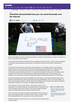 FOX NEWS Scientists demonstrated how you can send lemonade