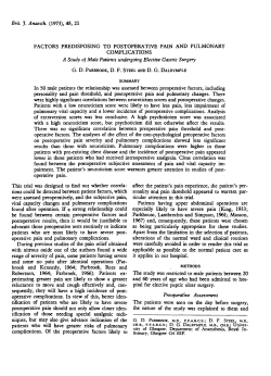 FACTORS PREDISPOSING TO POSTOPERATIVE PAIN AND