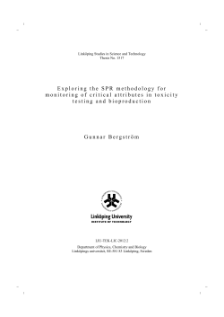 Exploring the SPR methodology for monitoring of