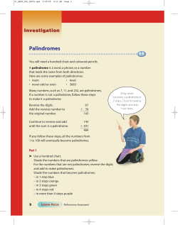 Palindromes - North Saanich Middle School