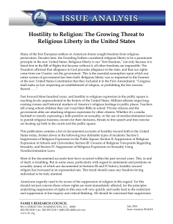 Hostility to Religion: The Growing Threat to Religious Liberty in the