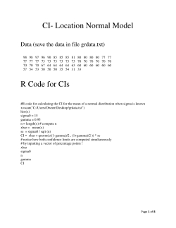 CI- Location Normal Model R Code for CIs