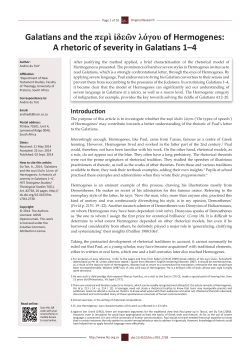 A rhetoric of severity in Galatians 1&ndash;4