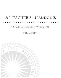 A TEACHER`S ALMANACK - Rutgers Writing Program