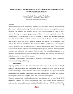 49 METACOGNITIVE AWARENESS AND SKILL AMONGST