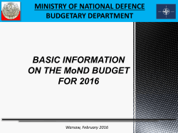 BASIC INFORMATION ON THE MoND BUDGET FOR 2016