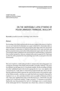 ON THE (IM)POSSIBLE LATIN ETYMONS OF POLISH JARMUŁKA
