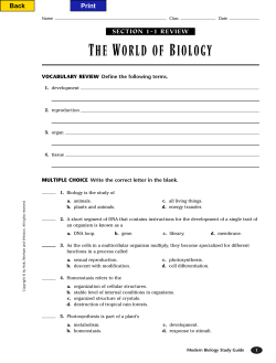 THE WORLD OF BIOLOGY