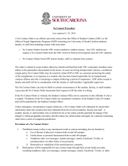 No Contact Order Procedures - University of South Carolina