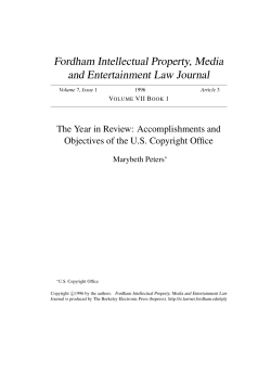Accomplishments and Objectives of the US Copyright Office