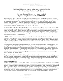 Third Solo Exhibition of Work by Italian Artist Pier Paolo