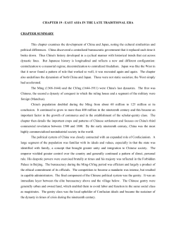 CHAPTER 19 - EAST ASIA IN THE LATE TRADITIONAL ERA