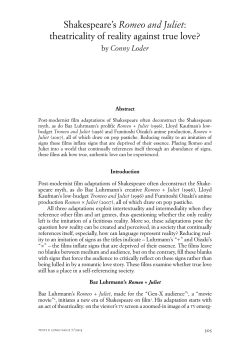 Shakespeare`s Romeo and Juliet: theatricality of