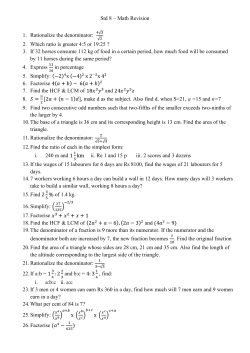 Std 8 &ndash; Math Revision 1. Rationalize the denominator: 2. Which ratio