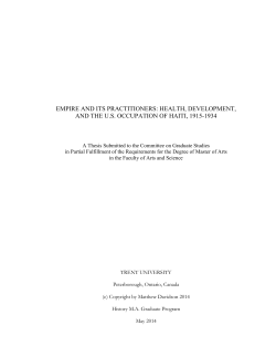 health, development, and the us occupation of haiti, 1915-1934