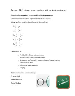 Lesson 10f: Subtract mixed numbers with unlike denominators 1