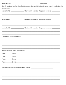 List three adjectives that describe this person. Use specific text