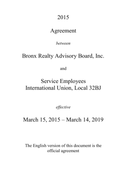 Bronx Realty Advisory Board, Inc. Contract
