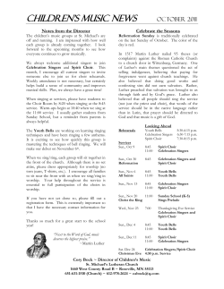 Children`s Music News - St. Michael`s Lutheran Church
