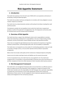Risk Appetite Statement - Coastline Credit Union