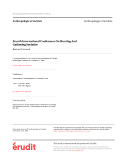 Fourth International Conference On Hunting And Gathering Societies