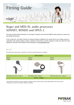 Fitting Guide - Roger and MED-EL audio processors SONNET
