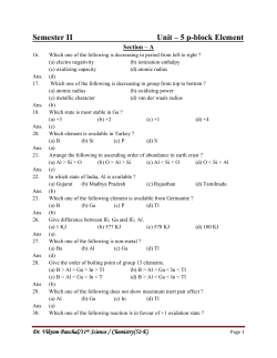 Semester II Unit – 5 p-block Element